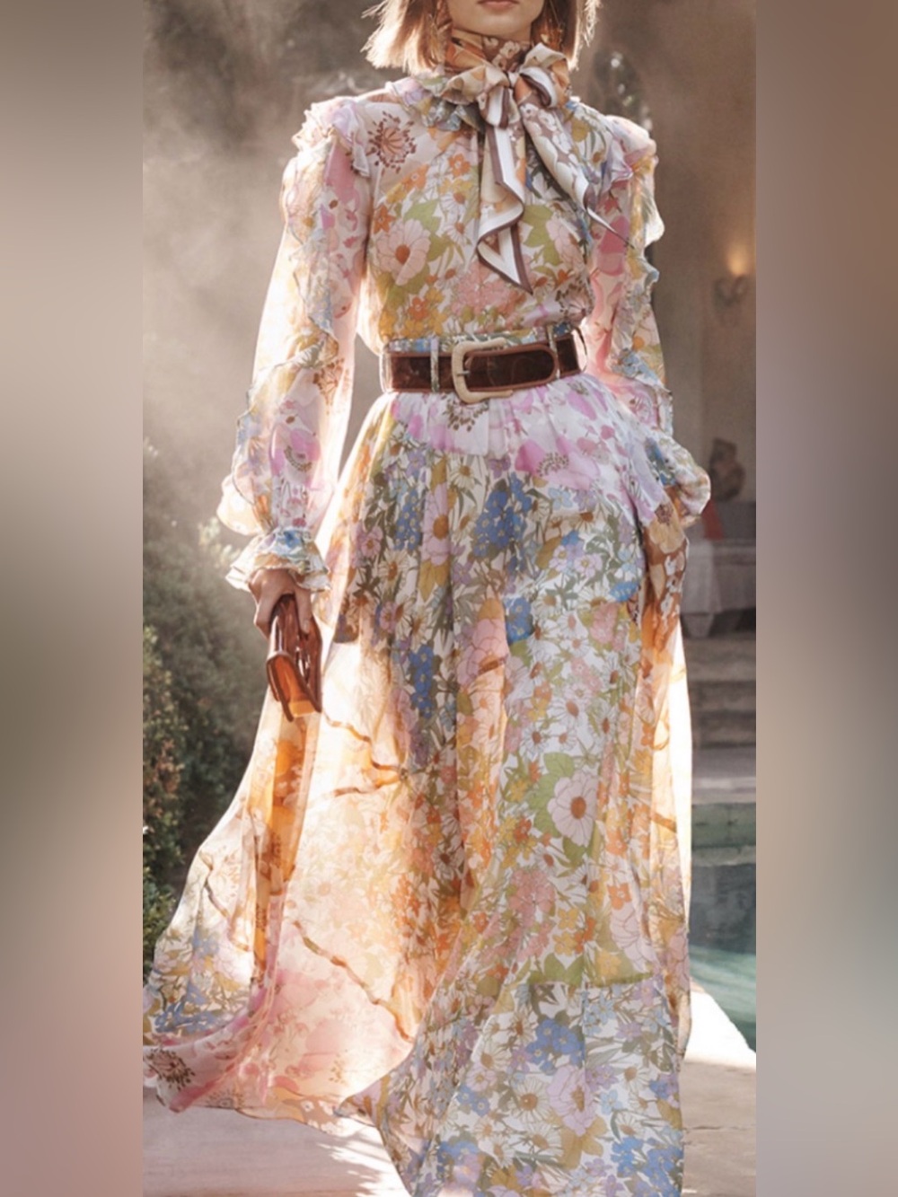 Zimmerman Inspired Floral Two Piece Blouse with Maxi Skirt New